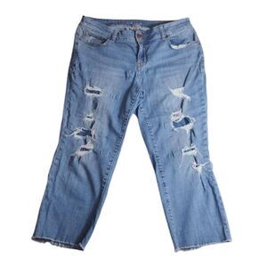 Maurices Distressed Ripped High Rise Cropped Raw Hem Jeans PlusSize 14